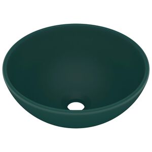 vidaXL Luksuri&oslash;s servant rund matt m&oslash;rkegr&oslash;nn 32,5x14 cm keramisk