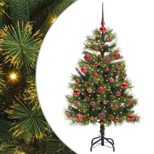 vidaXL Kunstig hengslet juletre med kjegler gr&oslash;nn 120 cm