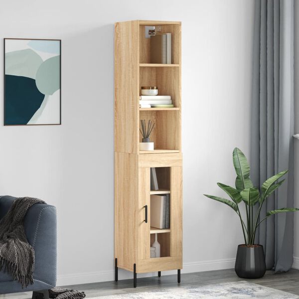 vidaXL Highboard sonoma eik 34,5x34x180 cm konstruert tre