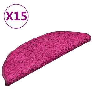 vidaXL Trappematter 15 stk 56x17x3 cm rosa halvrund