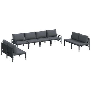 vidaXL Hagesofa Set 8 stk. Svart St&aring;l
