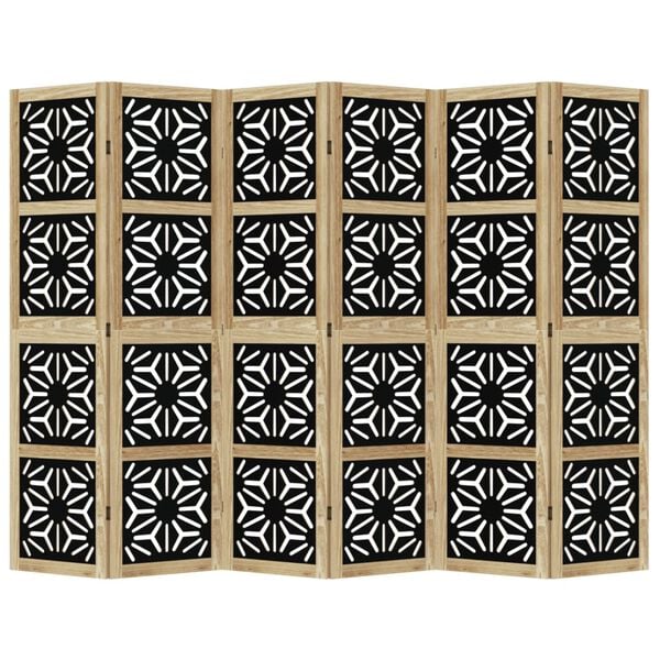 vidaXL Romdeler 5 paneler brun og svart heltre keisertre