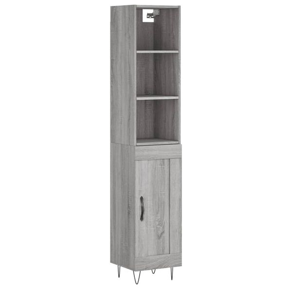 vidaXL Highboard gr&aring; sonoma 34,5x34x180 cm konstruert tre
