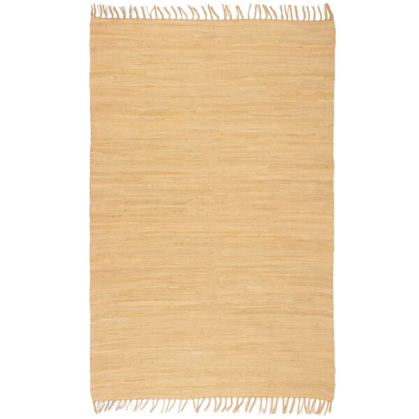 vidaXL H&aring;ndvevet Chindi teppe bomull 200x290 cm beige