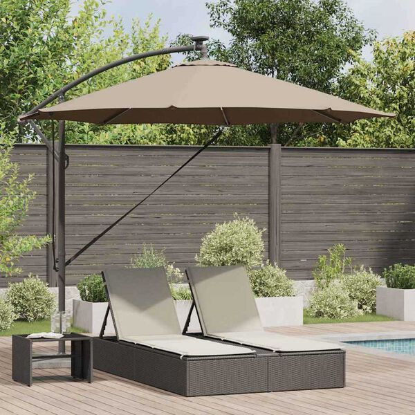 vidaXL Kantilever bananparasol Gråbrun 294 x 294 x 248 cm