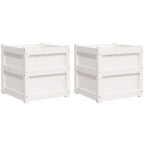 vidaXL Plantekasser 2 stk hvit heltre furu