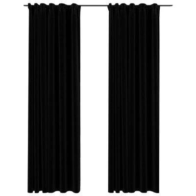vidaXL Lystette gardiner kroker og lin-design 2 stk svart 140x245 cm