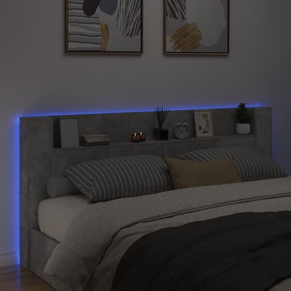 vidaXL Hodegavl skap med LED betonggrå 220x16,5x103,5 cm