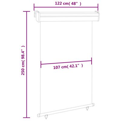 vidaXL Sidemarkise for balkong 122x250 cm grå