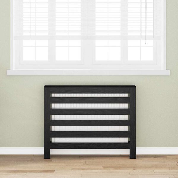 vidaXL Radiator Deksel Svart Eik 104 x 20 x 82 cm Konstruert tre