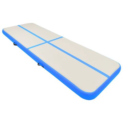 vidaXL Oppblåsbar gymnastikkmatte med pumpe 400x100x20 cm PVC blå