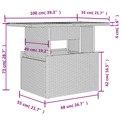 vidaXL Hagebord svart 100x55x73 cm polyrotting og akasie