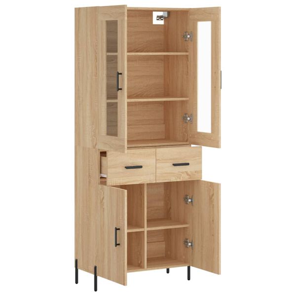 vidaXL Highboard sonoma eik 69,5x34x180 cm konstruert tre