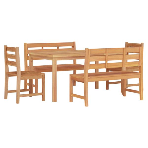 vidaXL Hagespisegruppe 5 deler heltre teak