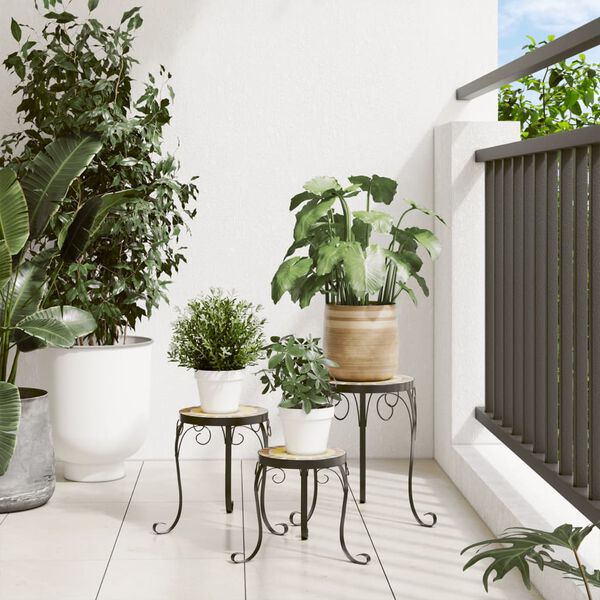 vidaXL Plantebord 3 stk terrakotta og hvit keramikk