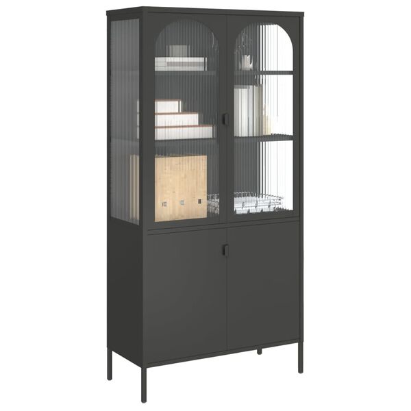 vidaXL Highboard svart 90x40x180 cm glass og st&aring;l