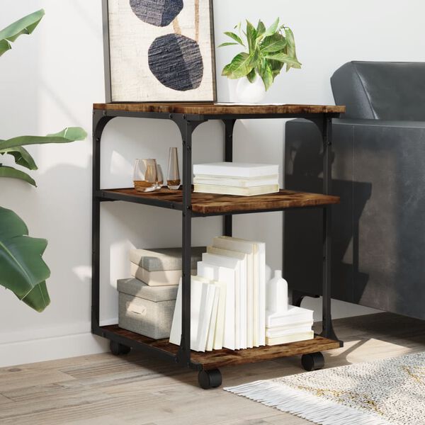 vidaXL Skriverbord 3 hyller røkt eik 43x48x64 cm konstruert tre