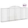 vidaXL Gabionkurver buede 17 stk 300x30x120/140 cm galvanisert jern