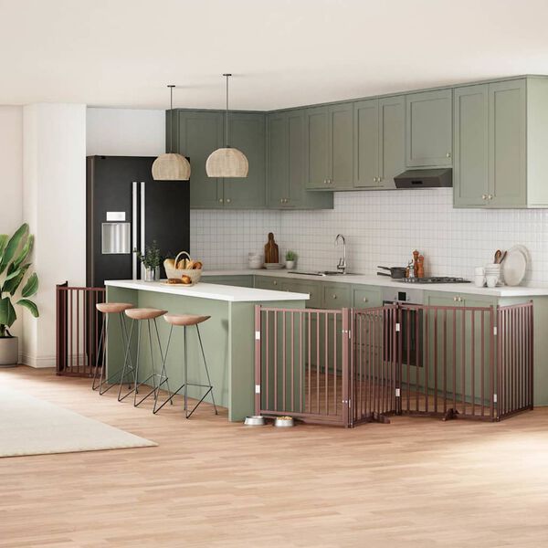 vidaXL Hundeport sammenleggbar 12 paneler brun 960 cm poppeltre