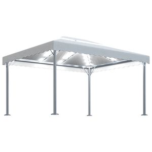 vidaXL Paviljong med LED-strenglys 400x300 cm krem aluminium