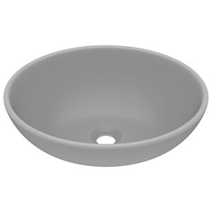 vidaXL Luksuri&oslash;s servant ovalformet matt lysegr&aring; 40x33 cm keramisk