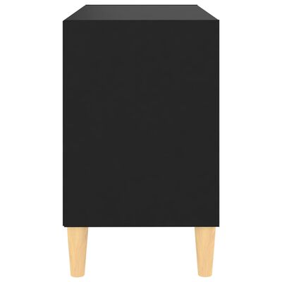 vidaXL TV-benk med ben i heltre svart 69,5x30x50 cm