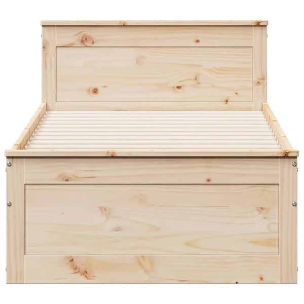 vidaXL Sengeramme uten madrass med hodegavl 90x200 cm heltre furu