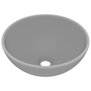 vidaXL Luksuri&oslash;s servant rund matt lysegr&aring; 32,5x14 cm keramisk