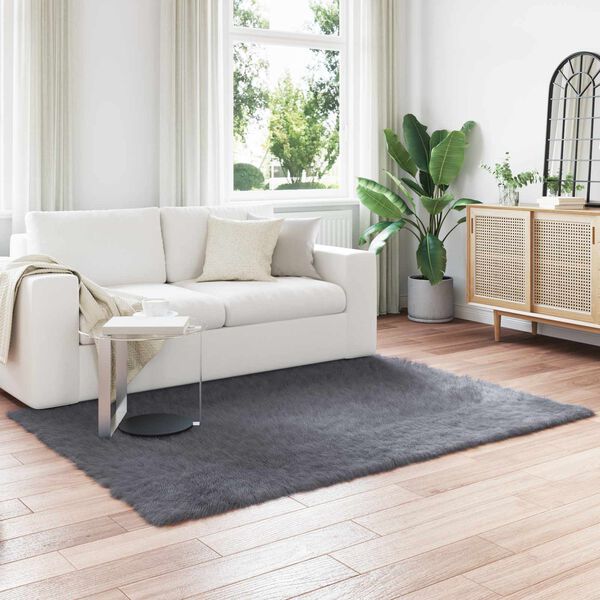 vidaXL Faux Skinnmatte Tafalla Antrasitt 120 x 170 cm Polyester