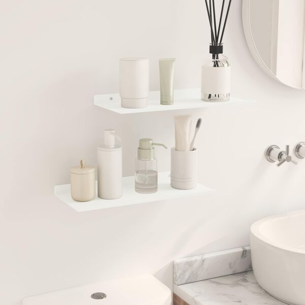 vidaXL Flytende hylle Veggmontert 2 pcs Hvit 40 x 18 x 2,5 cm St&aring;l