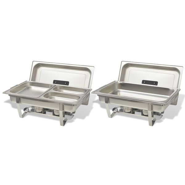 vidaXL Varmefat sett 2 stk rustfritt stål