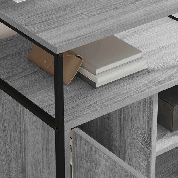 vidaXL Kontorhylle med ladestasjon med hjul Grå sonoma 61 x 46 x 67 cm