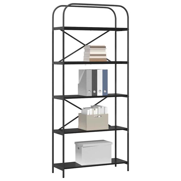 vidaXL Bokhylle Svart Eik 80 x 30 x 183 cm Konstruert tre