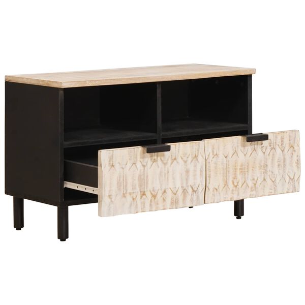 vidaXL TV-skap Hvit Vask Finish 70 x 33,5 x 46 cm Massiv mango tre