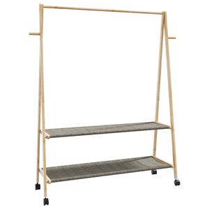 vidaXL Klesstativ med hyller og hjul 132x45,5x155,5 cm bambus