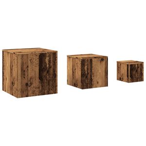vidaXL Sidebord 3 stk gammelt tre konstruert tre