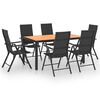 vidaXL Utend&oslash;rs spisestue 7 deler svart og brun