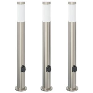 vidaXL Pullertlamper med stikkontakt 3 stk 80 cm rustfritt st&aring;l IP44