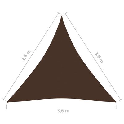 vidaXL Solseil oxfordstoff trekantet 3,6x3,6x3,6 m brun