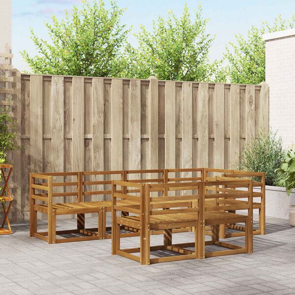 vidaXL Utend&oslash;rs sofa-sett 7 pcs Naturlig Solid akasietre