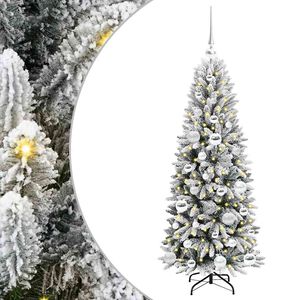 vidaXL Kunstig juletre med 150 LED Hvit 120 cm PVC, plast, st&aring;l og PE