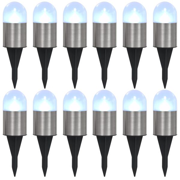 vidaXL Soldrevet bakkelys 12 stk LED-lys hvit