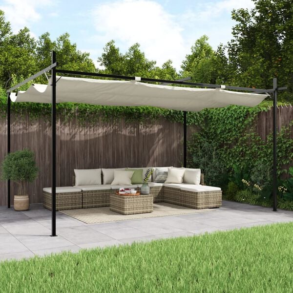 vidaXL Pergola med uttrekkbar tak kremhvit 395x292x230 cm