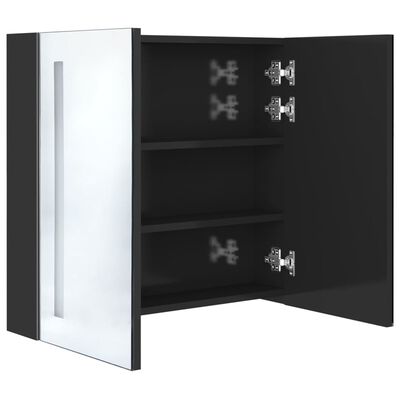 vidaXL LED-speilskap til bad blank svart 62x14x60 cm