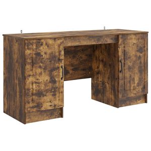vidaXL Skrivebord med hylle R&oslash;kt Eik 142,5 x 50 x 75 cm Konstruert tre