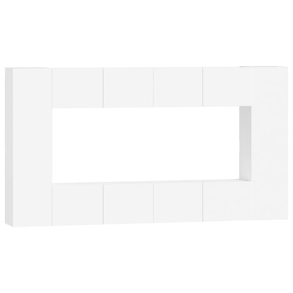 vidaXL TV-skapsett 8 deler hvit konstruert tre