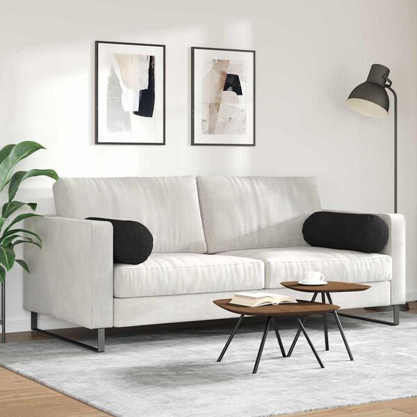 vidaXL Bolster puter 2 pcs Svart Ø 25 x 70 cm stoff