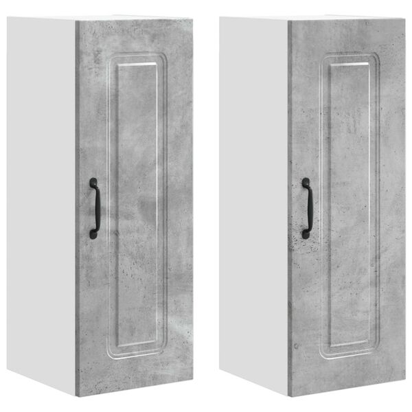 vidaXL Kj&oslash;kkenskap med lagring Kalmar 2 pcs Betonggr&aring; 30 x 31 x 80 cm