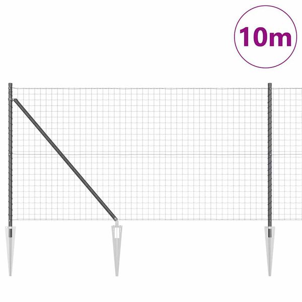 vidaXL Gjerde med stolpe Gr&aring; 1 x 10 m St&aring;l og PVC