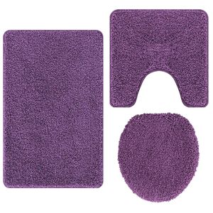 vidaXL Anti-skli baderomsmatte sett 3 stk. Lilla 50 x 80 cm PP